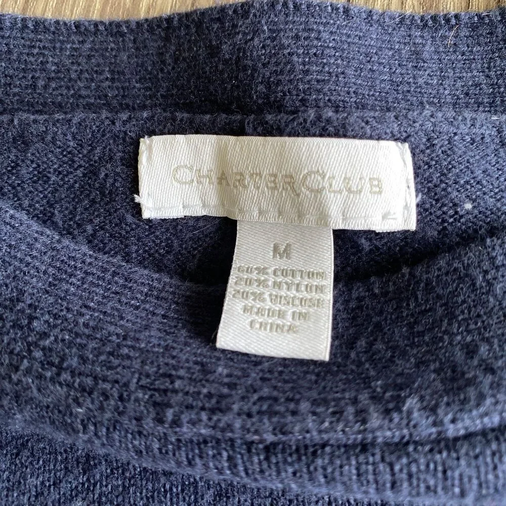 Charter Club Regatta Royale Nautical Sailboat Pullover Sweater Women's Medium